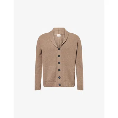 John Smedley Mens Mushroom Shawl-collar Regular-fit Recycled-cashmere And Wool Cardigan