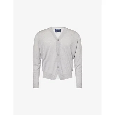 John Smedley Bill Nighy Merino Wool Cardigan In Gray
