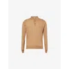 John Smedley Mens Knitted Long-sleeve Wool Polo Top Nutmeg In Gold