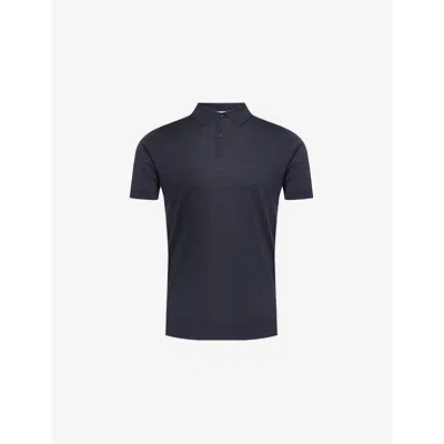 John Smedley Mens Hepburn Smoke Payton Short-sleeved Wool-knit Polo Shirt Xxl In Hepburn Smoke