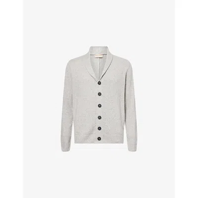 John Smedley Mens Shawl-collar Knitted Wool And Cashmere Cardigan Polar Xl In White