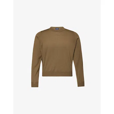 John Smedley Mens Rewilding Green  X Bill Nighy Crew-neck Merino Wool Jumper In Brown