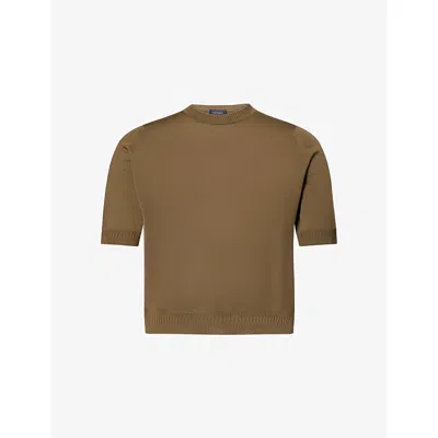 John Smedley Mens Rewilding Green  X Bill Nighy Short-sleeve Merino Wool Top In Brown