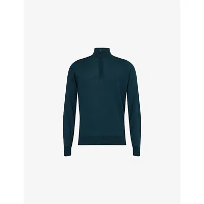 John Smedley Mens Richardson Green Tapton Mock-turtleneck Wool Jumper