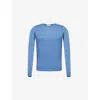 John Smedley Mens Riviera Blue Lundy Wool Jumper
