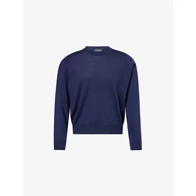 John Smedley Mens Royal Navy/ryn Crew-neck Cashmere And Silk Jumper In Blue