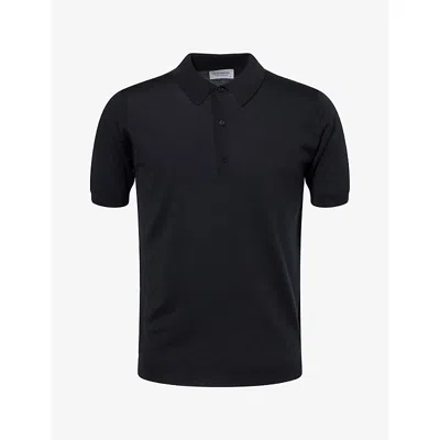 John Smedley Mens Short-sleeve Merino-wool Polo Shirt Black