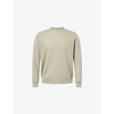 John Smedley Mens Thistle Dew 15singular Crewneck Merino-wool Jumper Xl In Green