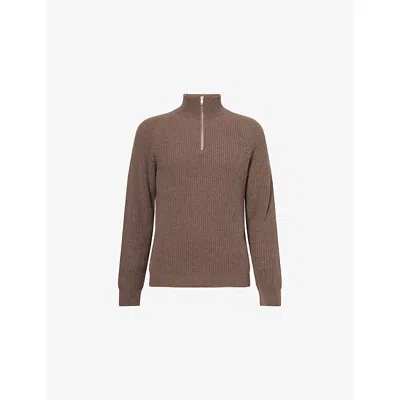 John Smedley Mens Toast High-neck Knitted Cashmere And Wool Jumper Xxl In Brown