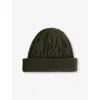 John Smedley Mens Emery Cashmere Knit Beanie Hat Wood Green In Green