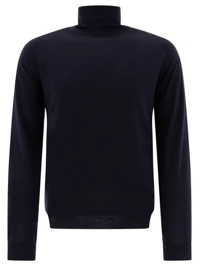 John Smedley Merino Wool "cherwell" Turtleneck Sweater In Black