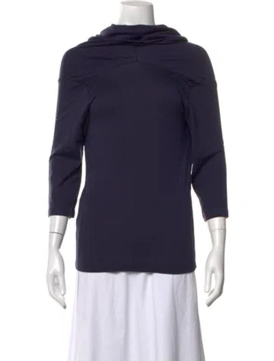 Pre-owned John Smedley Merino Wool Cowl Neck Sweater W/ Tags In Blue