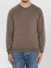 John Smedley Merino Wool Crew Neck Pullover In Brown
