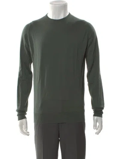Pre-owned John Smedley Merino Wool Crew Neck Pullover In Green