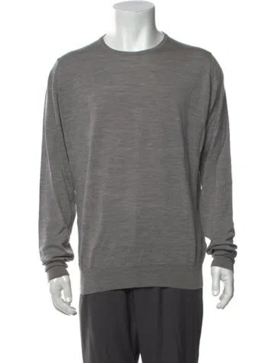 Pre-owned John Smedley Merino Wool Crew Neck Pullover In Grey