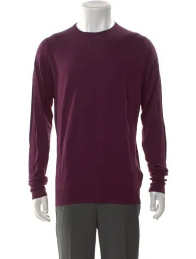 Pre-owned John Smedley Merino Wool Crew Neck Pullover In Purple