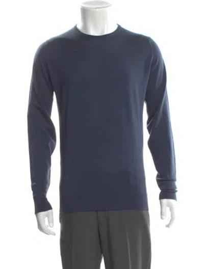 Pre-owned John Smedley Merino Wool Crew Neck Pullover W/ Tags In Blue