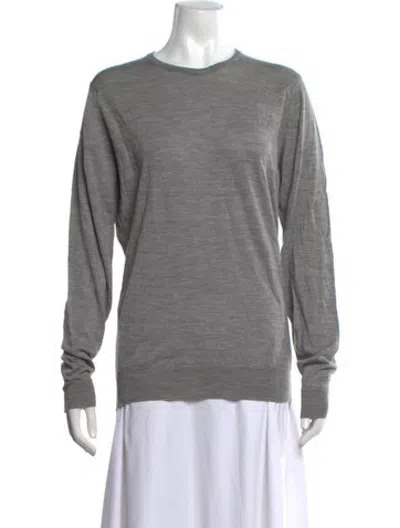 Pre-owned John Smedley Merino Wool Crew Neck Top In Grey