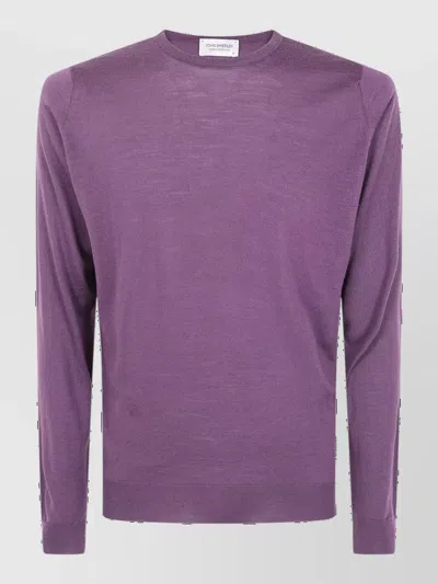 John Smedley Merino Wool Crewneck Long-sleeve Pullover In Purple