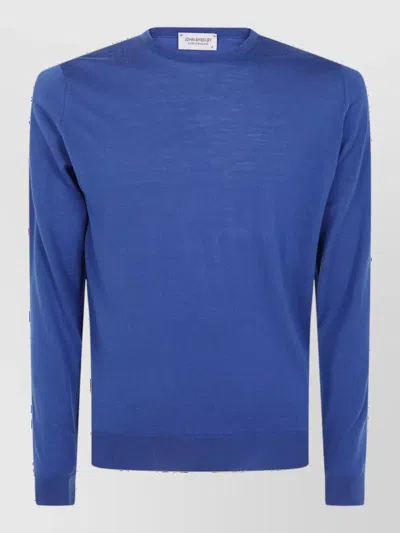 John Smedley Merino Wool Crewneck Long-sleeve Pullover In Blue
