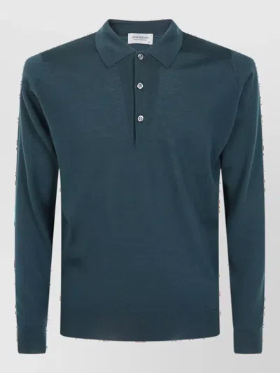 John Smedley Merino Wool Long-sleeve Polo Shirt In Green