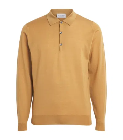 John Smedley Merino Wool Long-sleeve Polo Shirt In Neutral