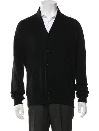 Pre-owned John Smedley Merino Wool Open Front Cardigan In Black