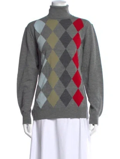 Pre-owned John Smedley Merino Wool Printed Sweater In Gray