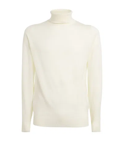 John Smedley Merino Wool Rollneck Jumper In White