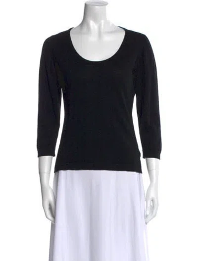 Pre-owned John Smedley Merino Wool Scoop Neck Top In Black