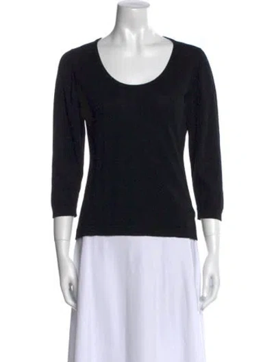 Pre-owned John Smedley Merino Wool Scoop Neck Top In Black