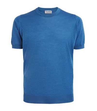 John Smedley Merino Wool T-shirt In Blue
