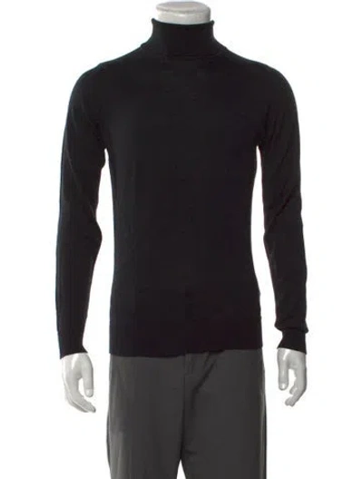 Pre-owned John Smedley Merino Wool Turtleneck Pullover In Black