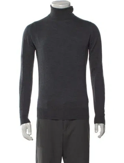Pre-owned John Smedley Merino Wool Turtleneck Pullover In Grey