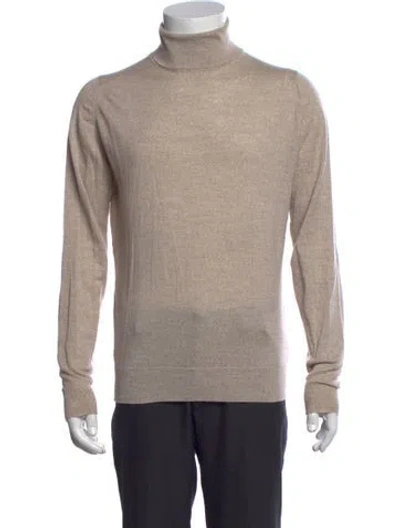 Pre-owned John Smedley Merino Wool Turtleneck Pullover In Neutrals