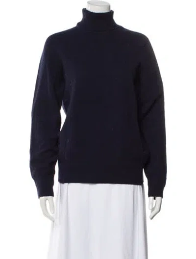 Pre-owned John Smedley Merino Wool Turtleneck Sweater In Blue