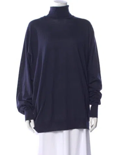 Pre-owned John Smedley Merino Wool Turtleneck Sweater W/ Tags In Blue