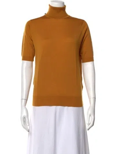 Pre-owned John Smedley Merino Wool Turtleneck Sweater W/ Tags In Orange