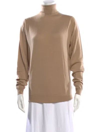 Pre-owned John Smedley Merino Wool Turtleneck Sweater In Yellow
