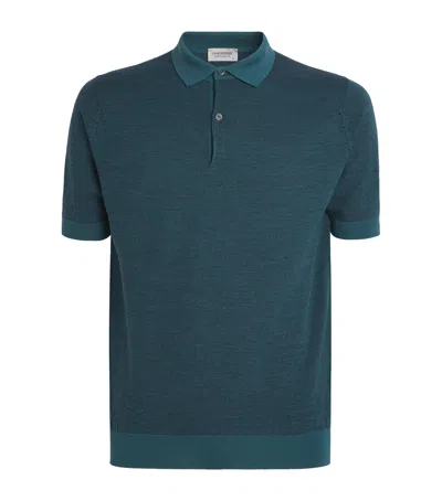 John Smedley Mens Richardson Green Payton Short-sleeved Wool-knit Polo Shirt In Blue