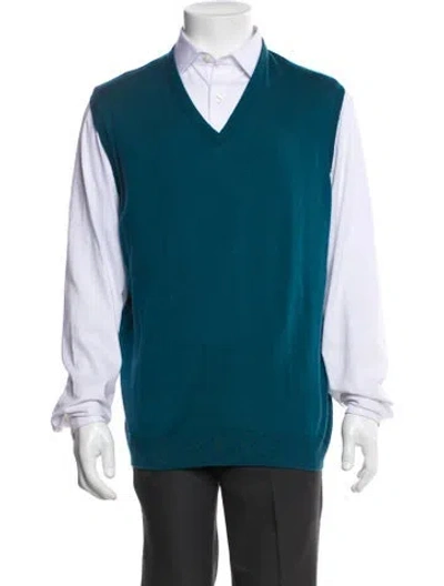 Pre-owned John Smedley Merino Wool Vest In Blue