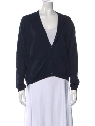 Pre-owned John Smedley Merino Wool V-neck Sweater In Black