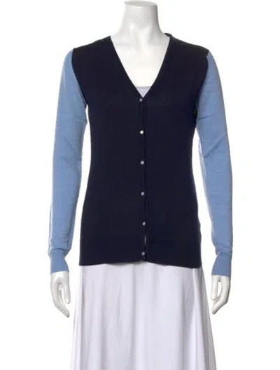 Pre-owned John Smedley Merino Wool V-neck Sweater W/ Tags In Blue