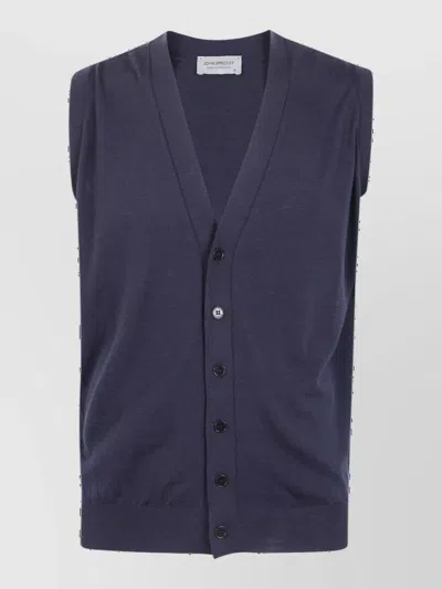 John Smedley Merino Wool V-neck Waistcoat In Blue