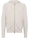 John Smedley Merino Zipped Hoodie In Neutrals