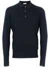 John Smedley Belper Buttoned Knitted Polo Shirt In Blue