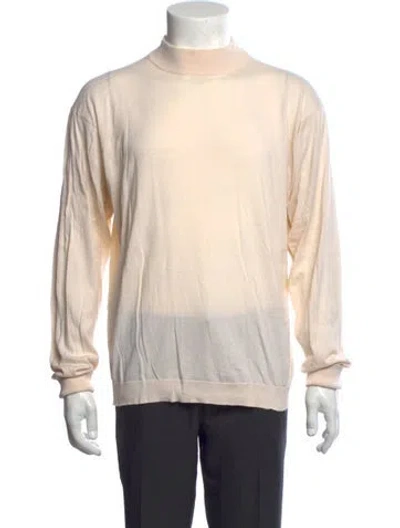 Pre-owned John Smedley Mock Neck Long Sleeve Pullover In Neutrals