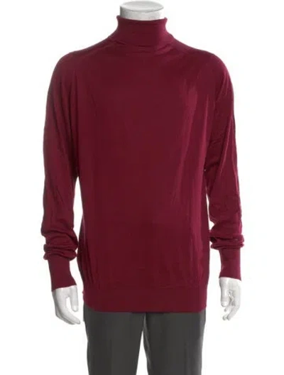 Pre-owned John Smedley Mock Neck Long Sleeve Sweatshirt In Burgundy