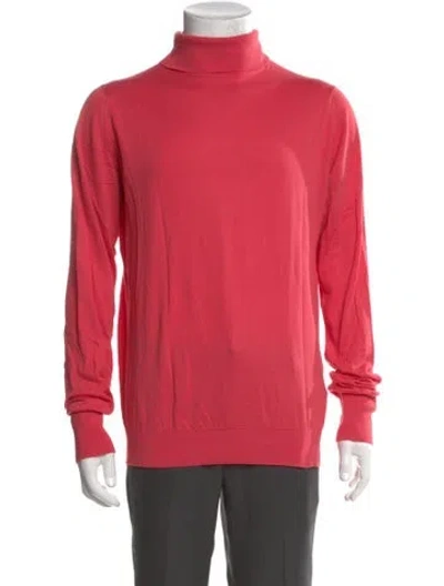Pre-owned John Smedley Mock Neck Long Sleeve Sweatshirt In Pink