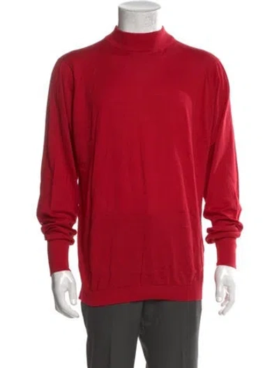 Pre-owned John Smedley Mock Neck Long Sleeve Sweatshirt In Red